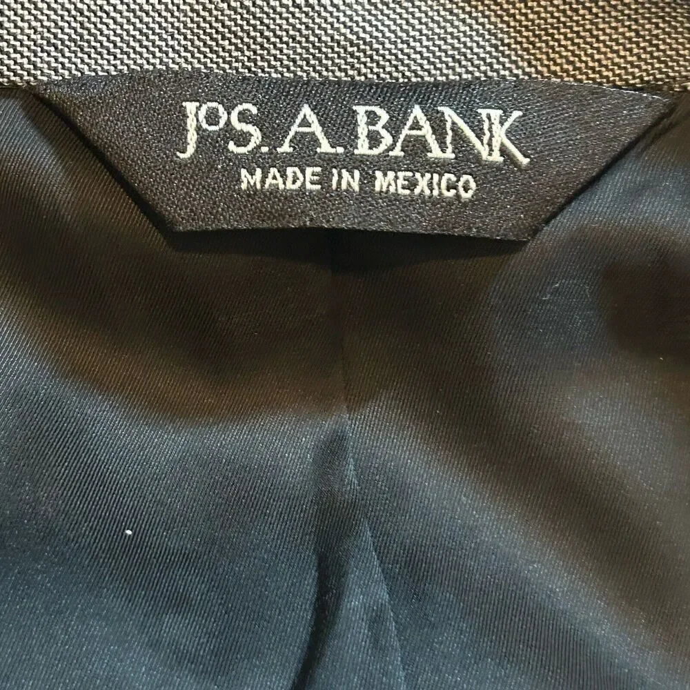 Jos A Bank Men's 40R Gray 2 Button Suit Coat Slim Fit 100% Wool